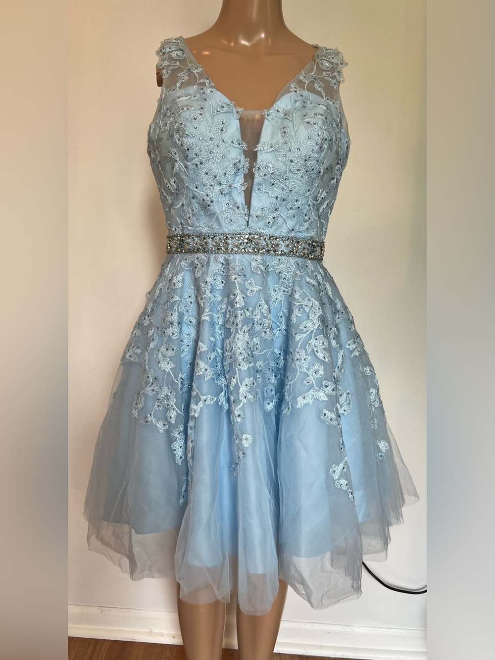 Windsor Light Blue Embroidered Tulle Party Dress for Girls